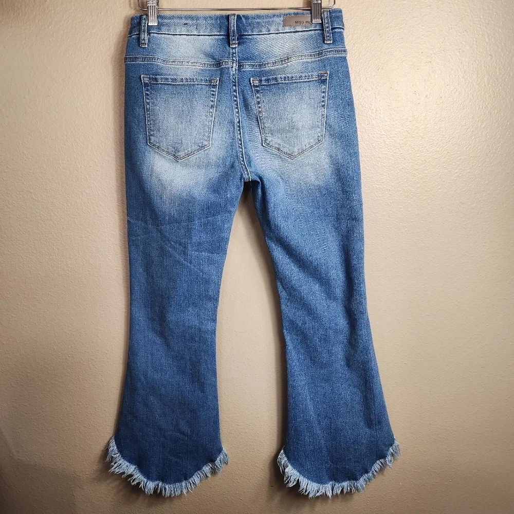 Miss Me Womens |29| Mid Rise M2207CF Crop Flare Fray Jeans